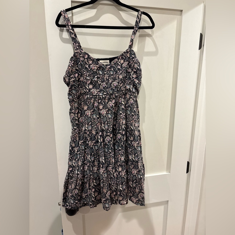 Lucky brand Floral Spaghetti Strap Dress — Black & Pink
